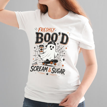 Freshly Boo'd Halloween PNG | Ghost Coffee, Scream & Sugar & Spooky Season Digital Design