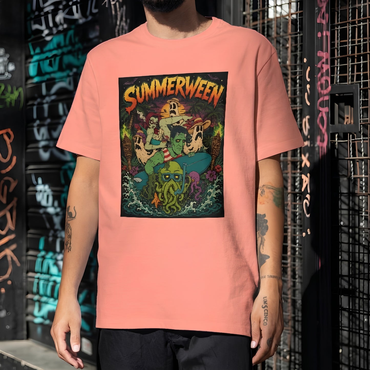 Summerween Halloween Shirt Retro Beach Horror