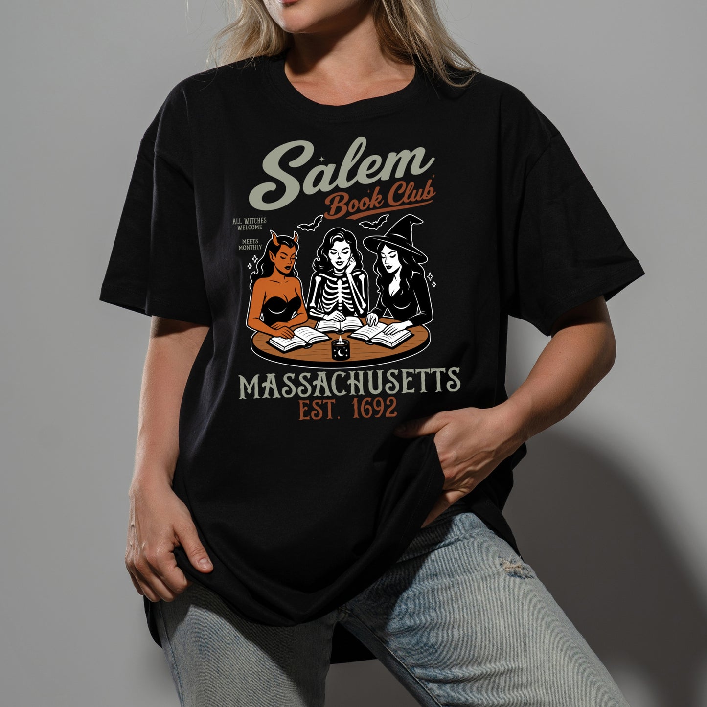 Salem Book Club Halloween Shirt | Witchy Book Lover, Reading Club & Spooky Season Graphic Tee