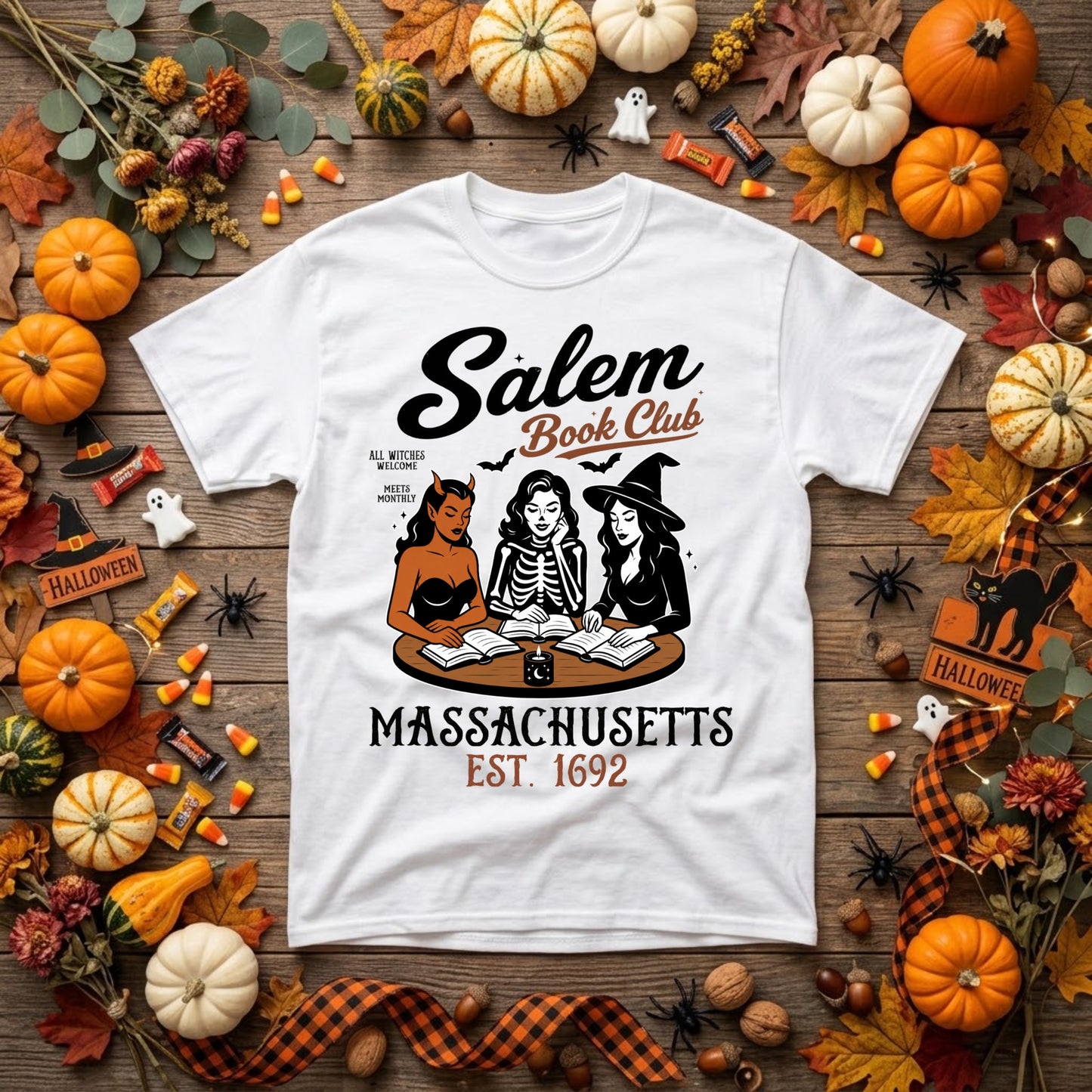 Salem Book Club Halloween Shirt | Witchy Book Lover, Reading Club & Spooky Season Graphic Tee