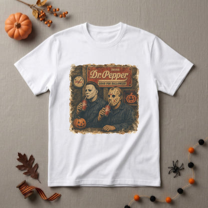 Dr Pepper Halloween Shirt | Horror Movie, Spooky Season & Retro Soda Lover Graphic Tee