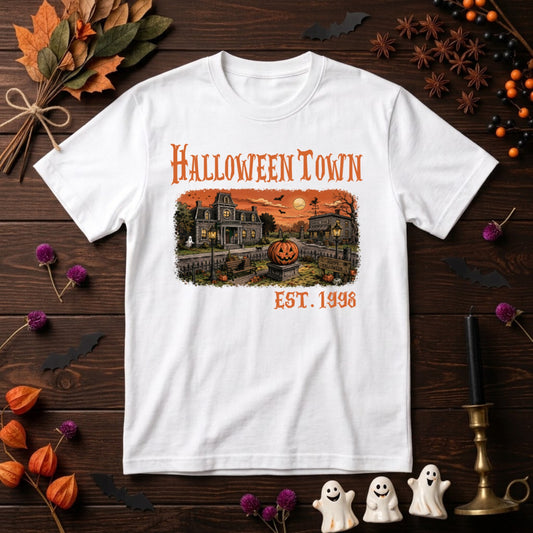 Halloweentown Est 1998 Halloween Shirt | Vintage Pumpkin, Retro Spooky Season & Fall Graphic Tee
