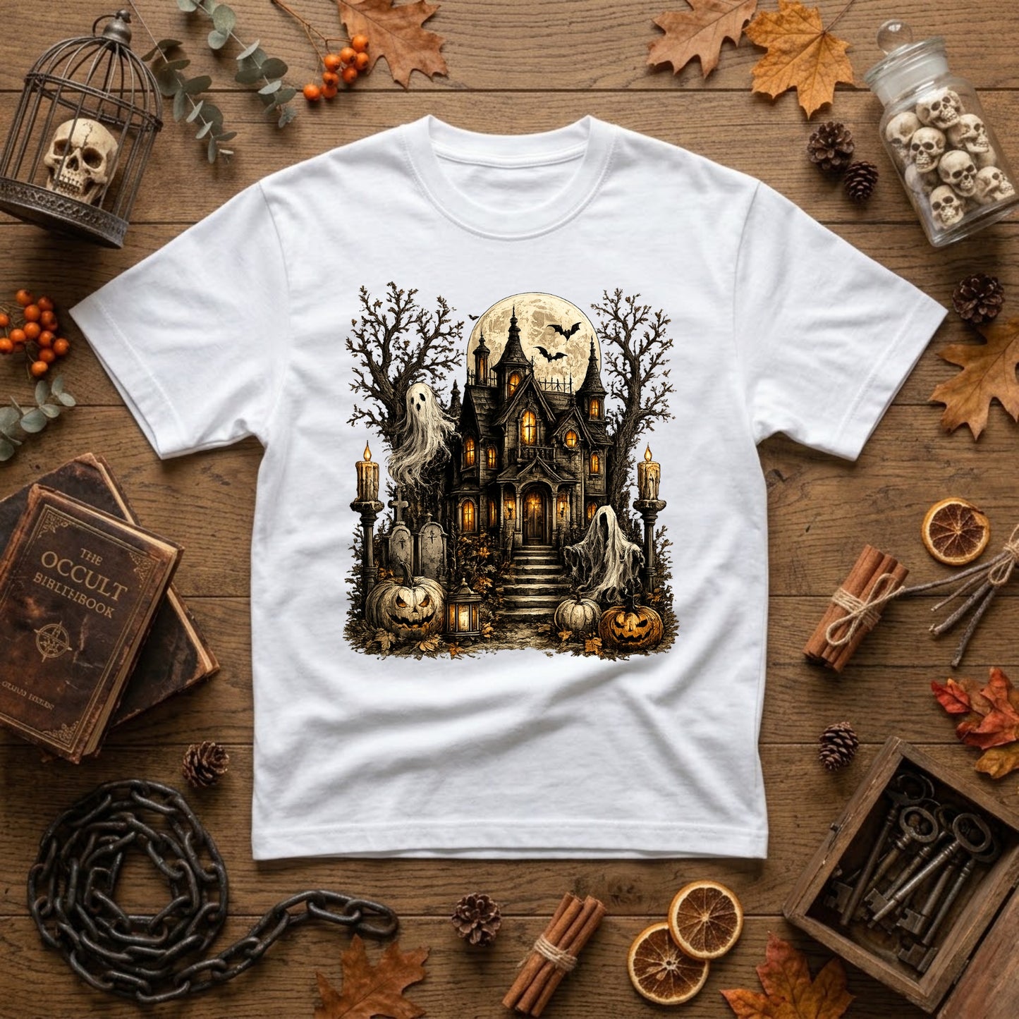 Haunted Mansion Halloween Shirt | Spooky Haunted House, Ghosts & Retro Fall Graphic Tee