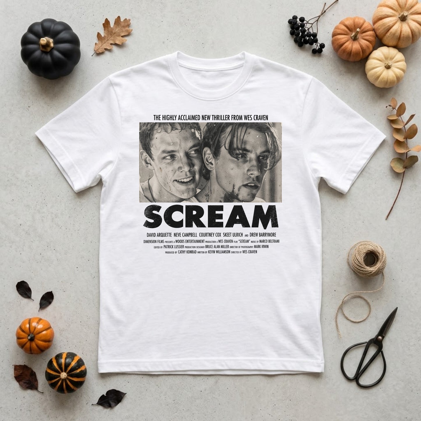 Scream Movie Poster Halloween Shirt | Wes Craven Horror, Ghostface & 90s Slasher Graphic Tee