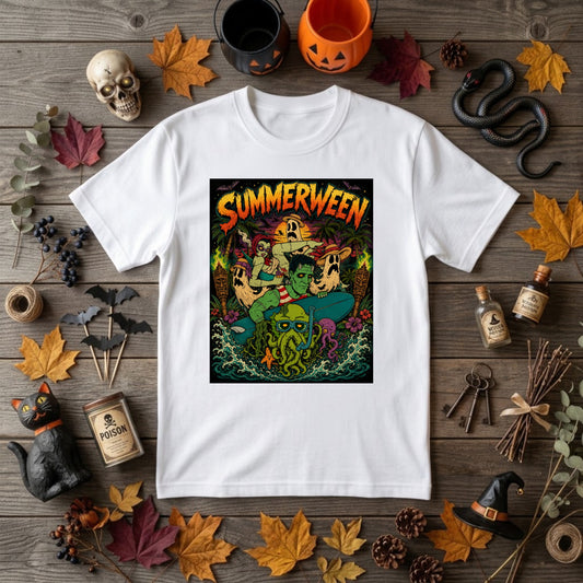 Summerween Halloween Shirt Retro Beach Horror