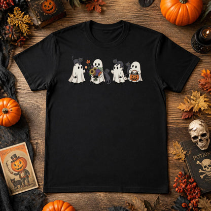 Ghost Cat Halloween Shirt | Cute Black Cat, Spooky Season & Retro Fall Graphic Tee