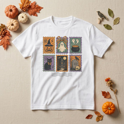 Halloween Stamp Shirt | Spooky Ghost, Vintage Postage & Retro Fall Graphic Tee