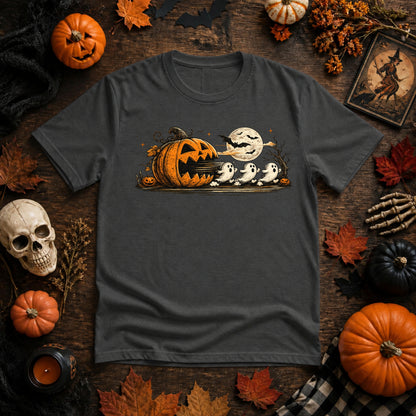 Halloween Pumpkin Ghost Shirt | Spooky Arcade Gamer, Retro Pumpkin & Ghost Graphic Tee