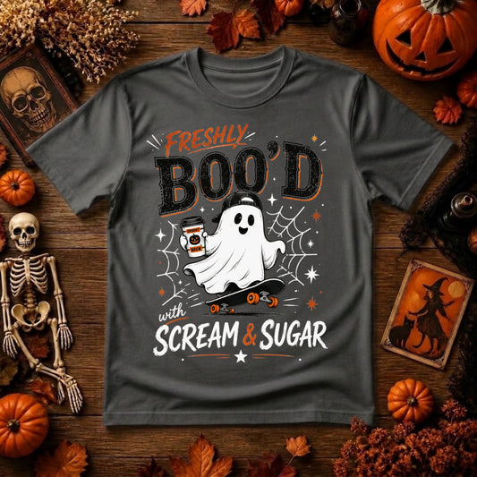 Freshly Boo'd Halloween PNG | Ghost Coffee, Scream & Sugar & Spooky Season Digital Design