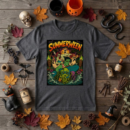 Summerween Halloween Shirt Retro Beach Horror
