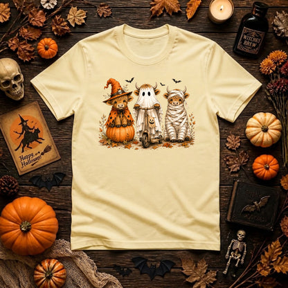 Halloween Highland Cow Shirt | Spooky Farm Animal, Witch Ghost Mummy & Fall Graphic Tee