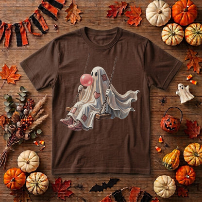 Ghost Halloween Shirt | Cute Spooky Ghost, Pink Bubblegum & Cozy Fall Graphic Tee