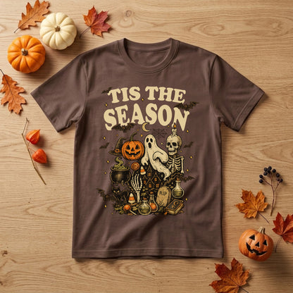 'Tis the Season Halloween Shirt | Retro Skeleton, Pumpkin & Spooky Fall Graphic Tee