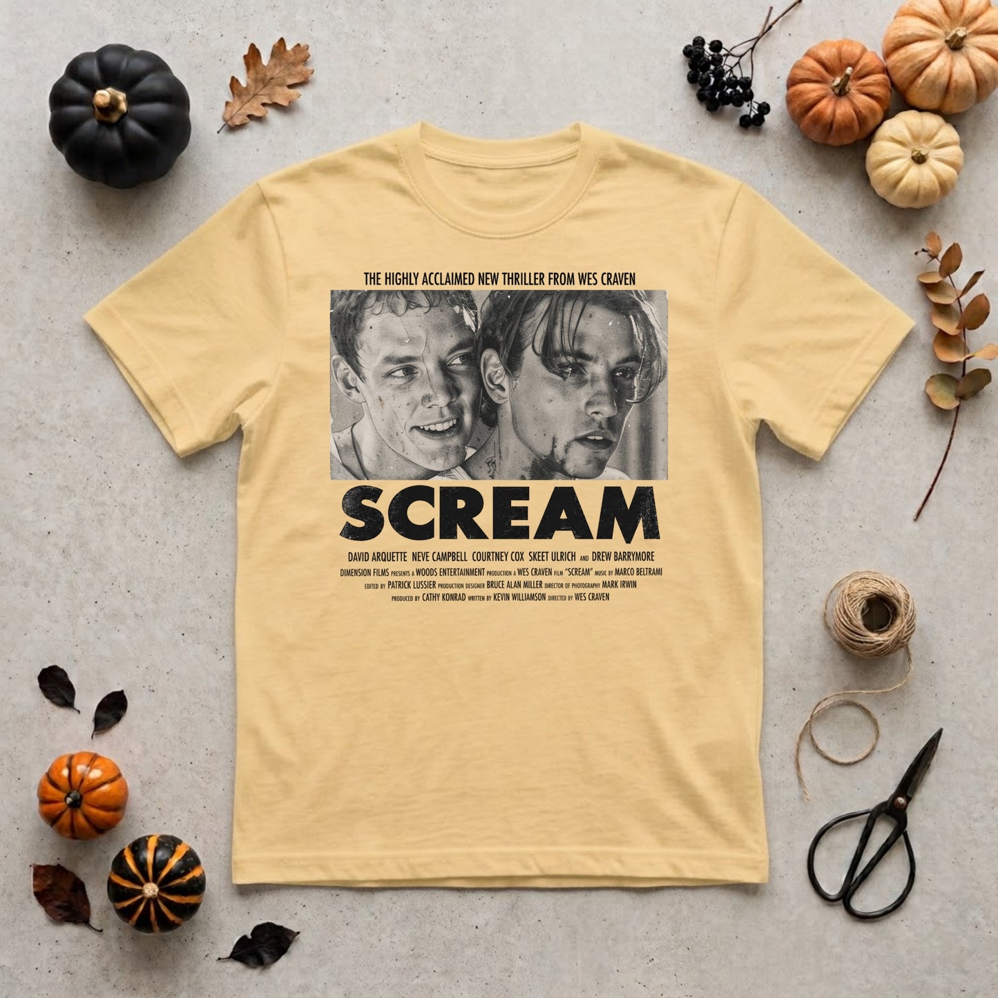 Scream Movie Poster Halloween Shirt | Wes Craven Horror, Ghostface & 90s Slasher Graphic Tee