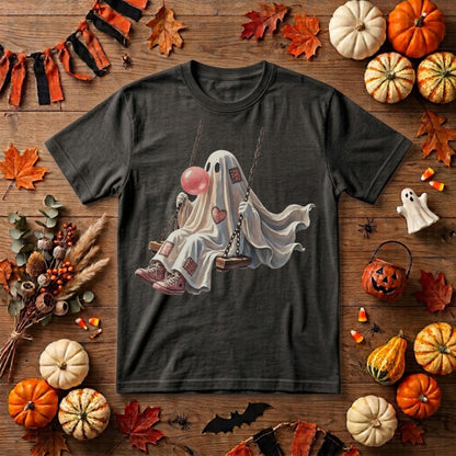 Ghost Halloween Shirt | Cute Spooky Ghost, Pink Bubblegum & Cozy Fall Graphic Tee