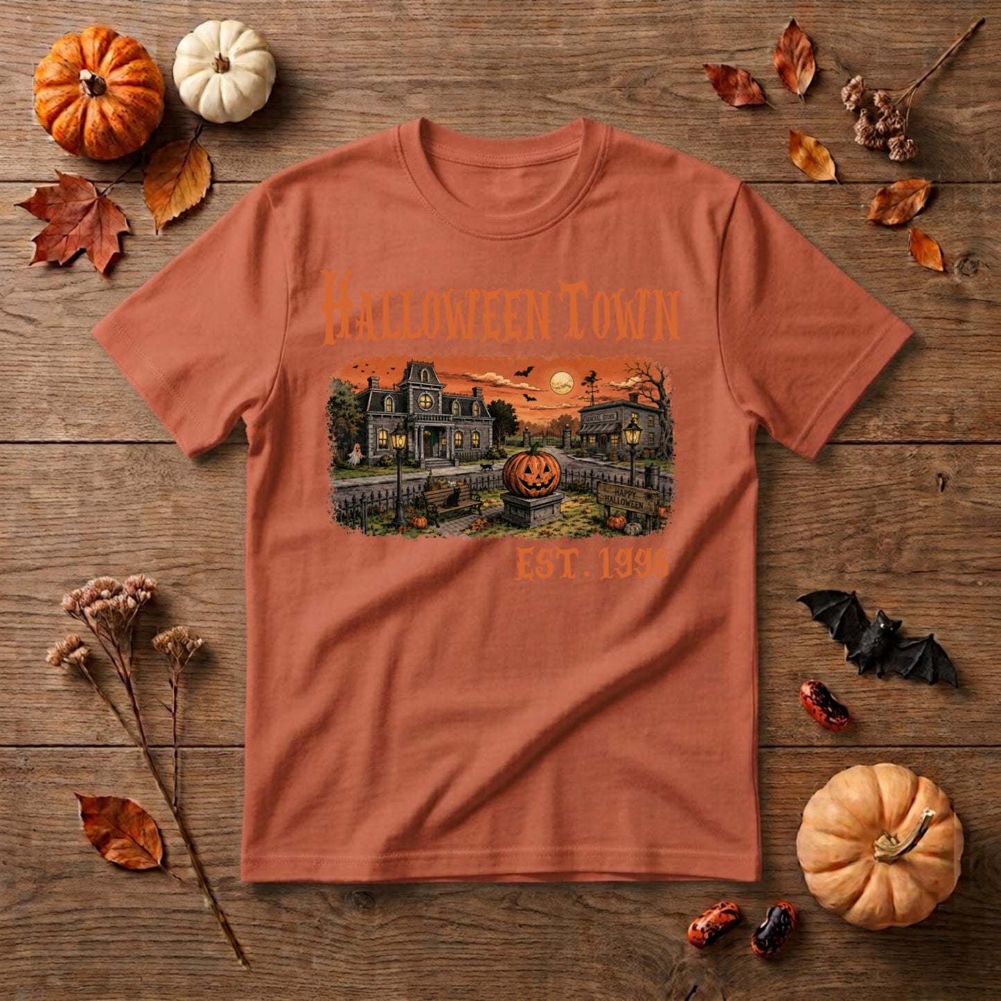Halloweentown Est 1998 Halloween Shirt | Vintage Pumpkin, Retro Spooky Season & Fall Graphic Tee
