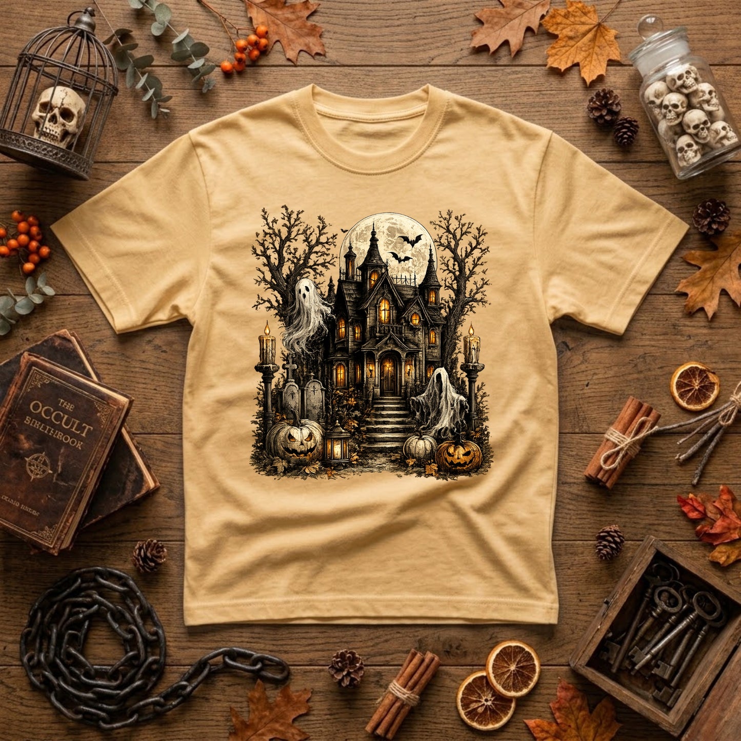 Haunted Mansion Halloween Shirt | Spooky Haunted House, Ghosts & Retro Fall Graphic Tee