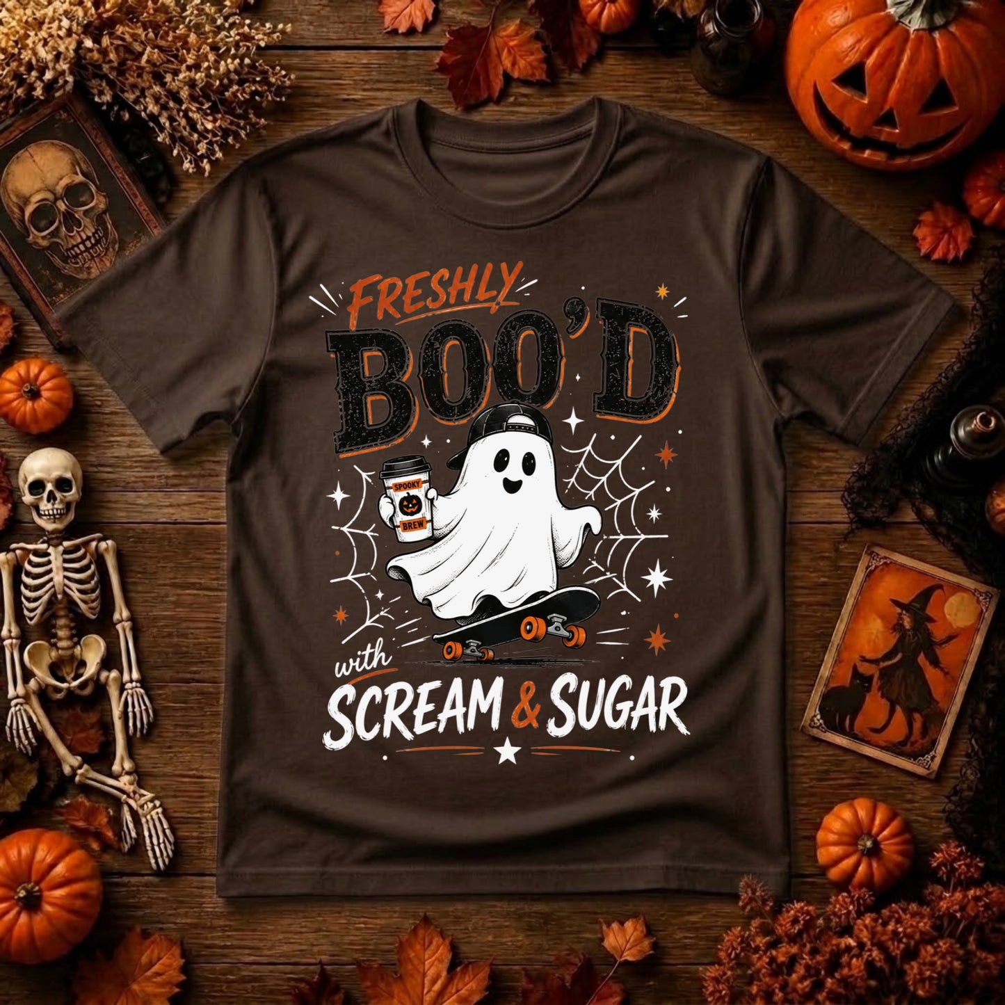 Freshly Boo'd Halloween PNG | Ghost Coffee, Scream & Sugar & Spooky Season Digital Design