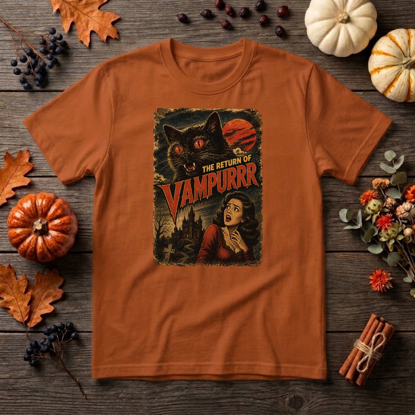 Vintage 90s Halloween Cat Shirt | Spooky Black Cat, Retro Pumpkin & Fall Graphic Tee
