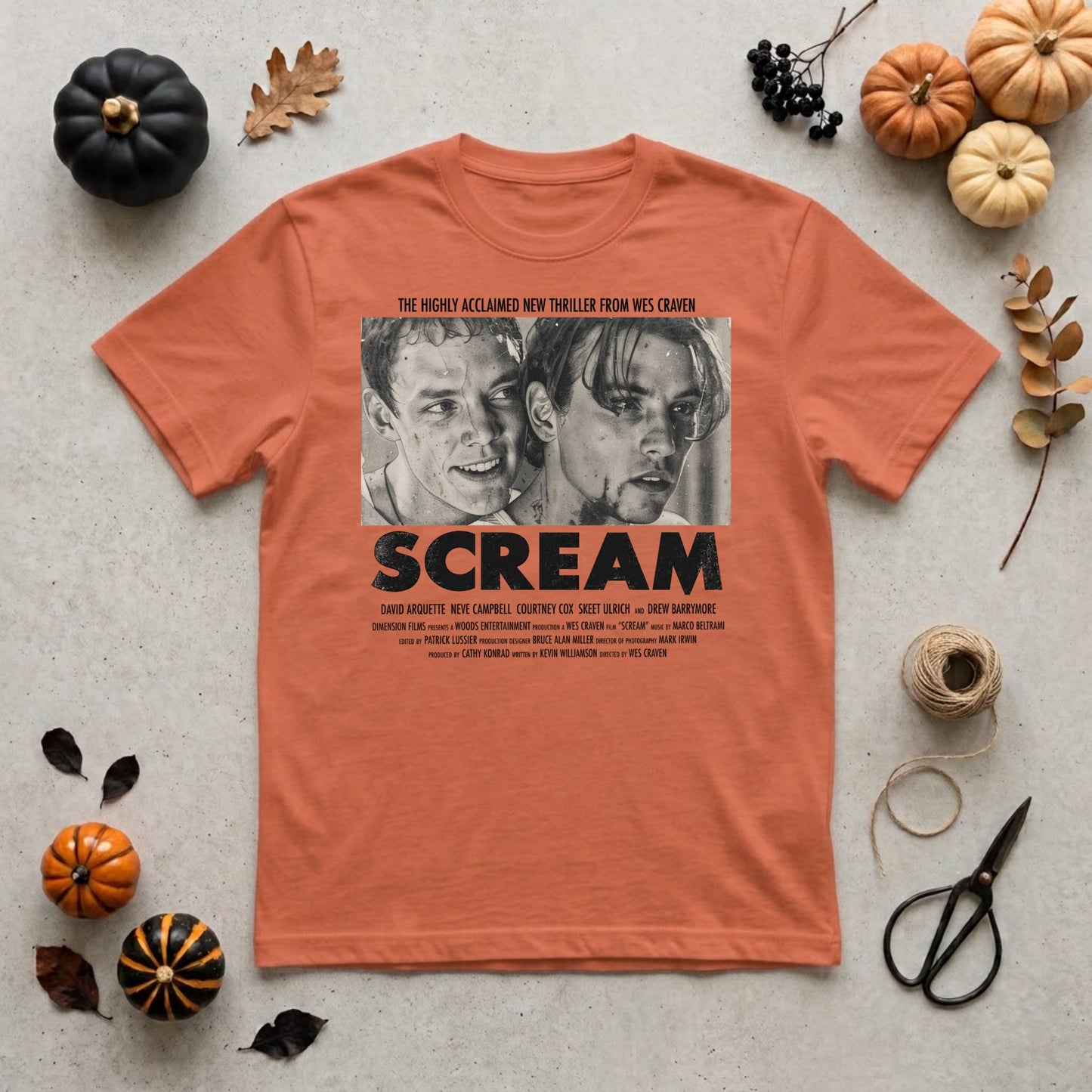 Scream Movie Poster Halloween Shirt | Wes Craven Horror, Ghostface & 90s Slasher Graphic Tee