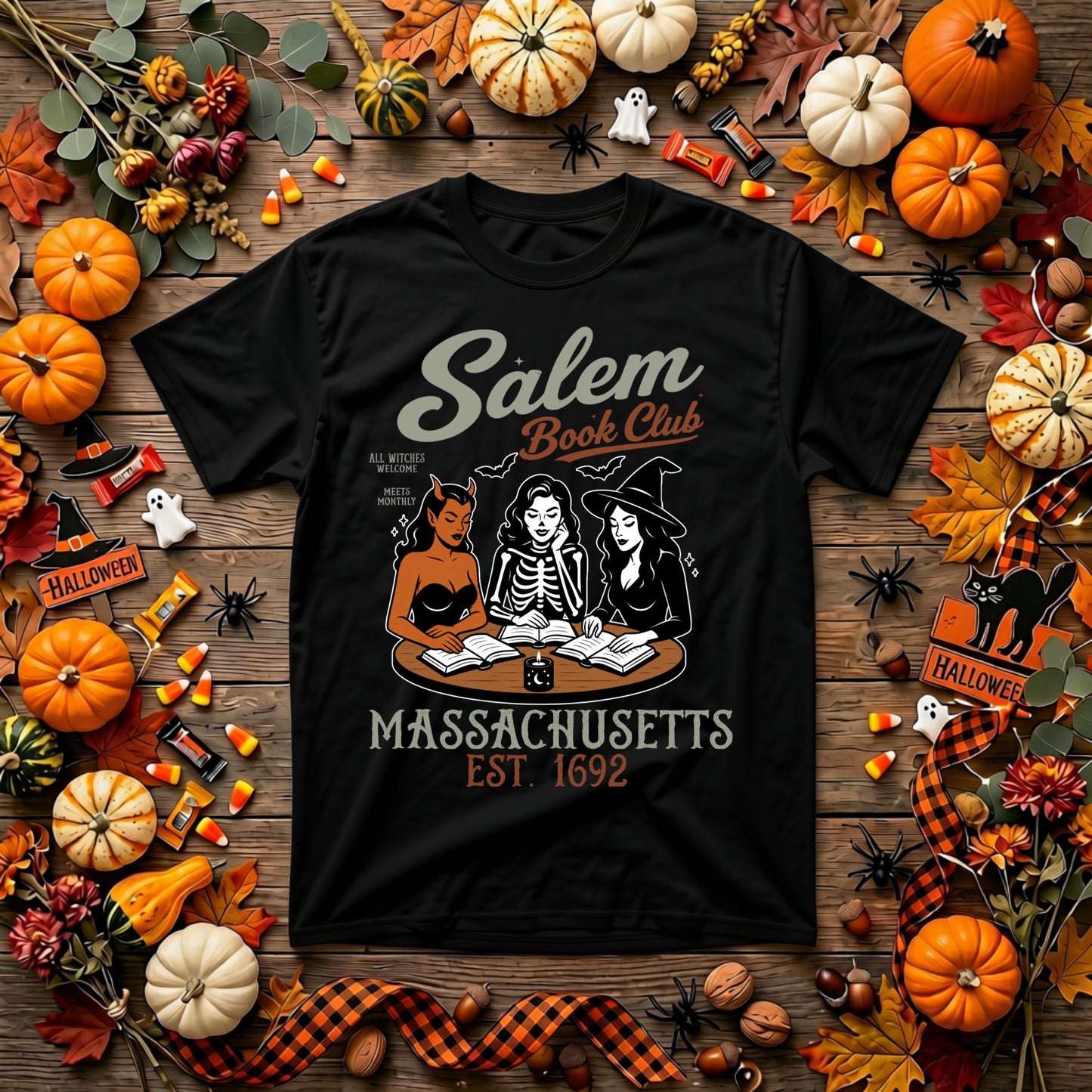 Salem Book Club Halloween Shirt | Witchy Book Lover, Reading Club & Spooky Season Graphic Tee