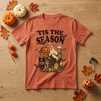 'Tis the Season Halloween Shirt | Retro Skeleton, Pumpkin & Spooky Fall Graphic Tee