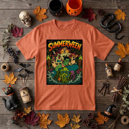 Summerween Halloween Shirt Retro Beach Horror