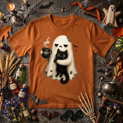 Ghost Cat Halloween Shirt | Spooky Black Cat, Coffee Lover & Cozy Fall Graphic Tee