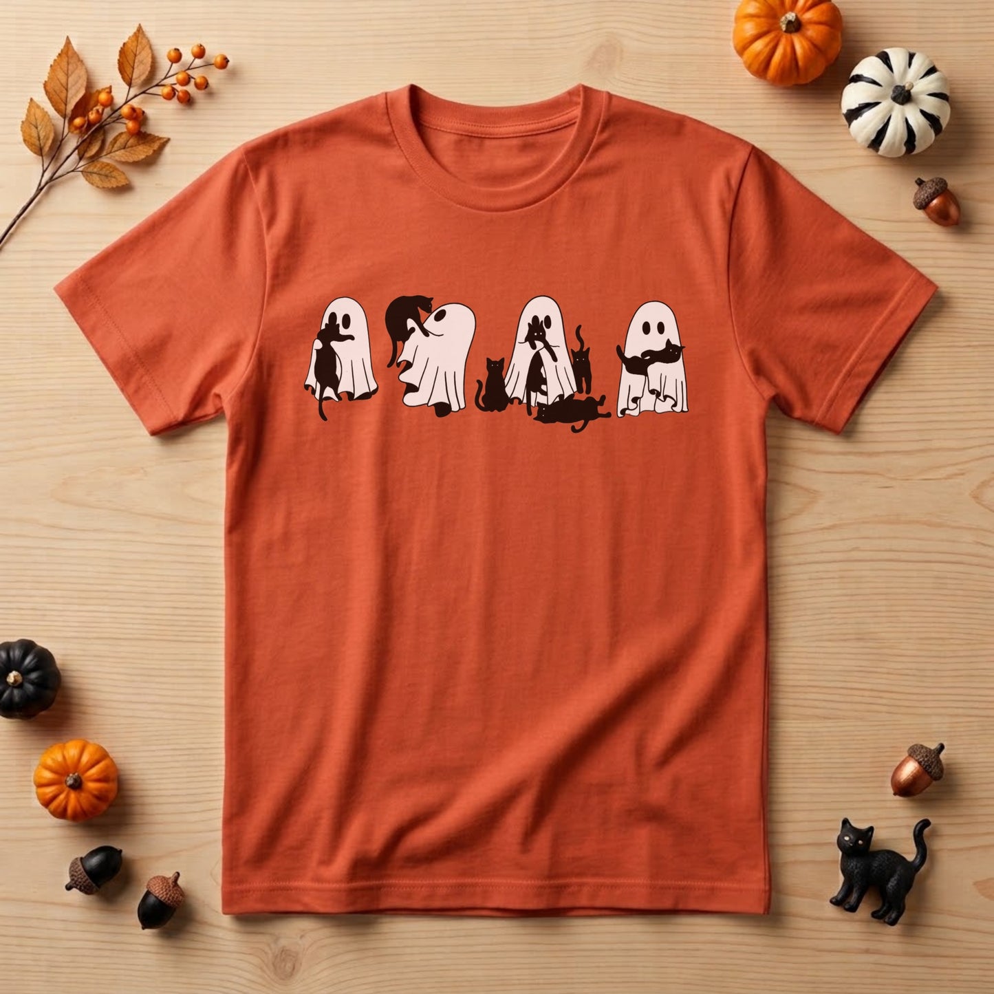 Halloween Black Cat Ghost Shirt | Spooky Cat Mama, Witchy & Retro Fall Graphic Tee