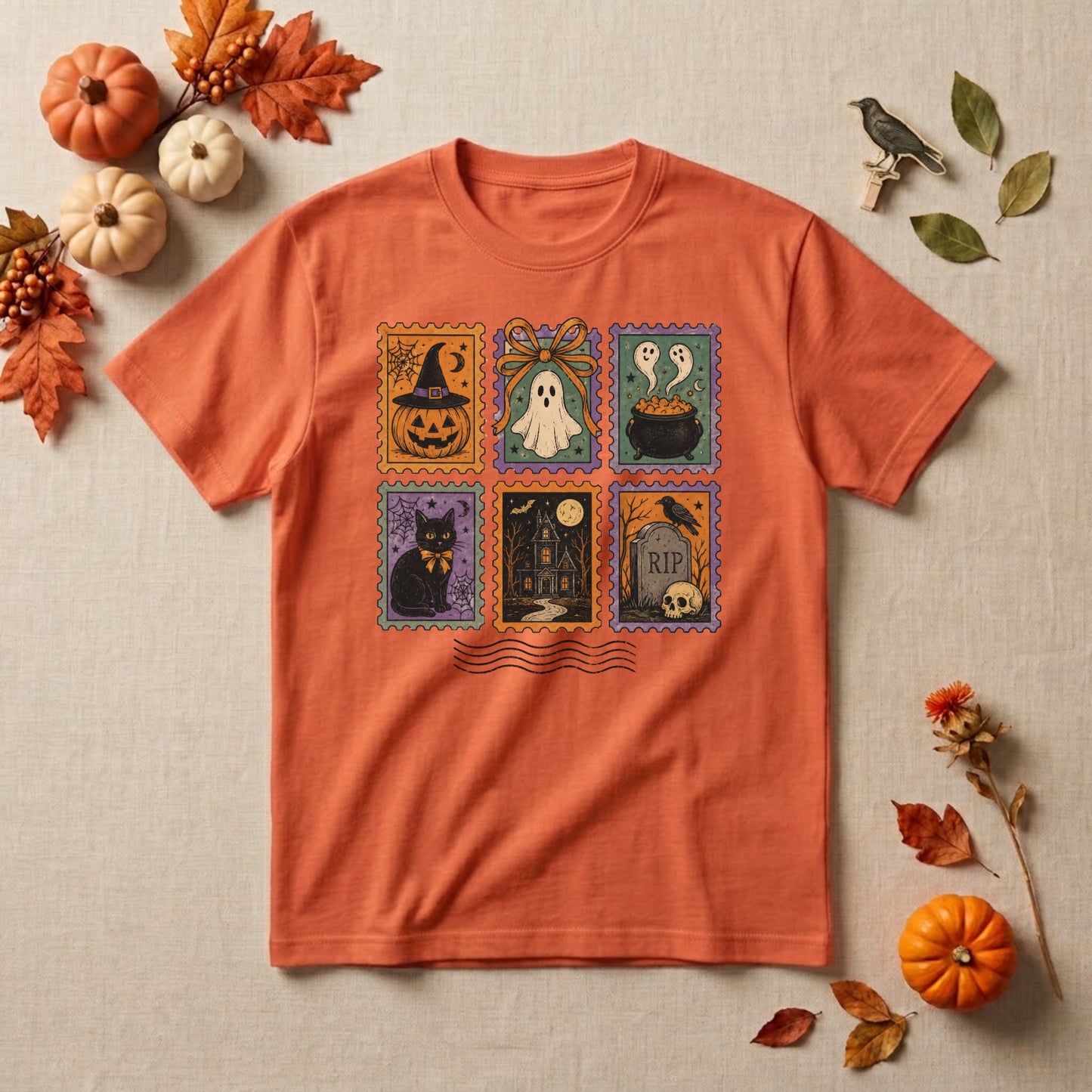 Halloween Stamp Shirt | Spooky Ghost, Vintage Postage & Retro Fall Graphic Tee