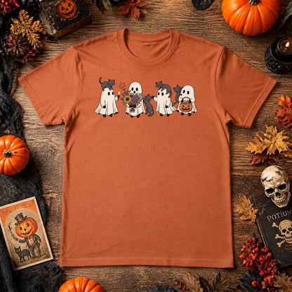 Ghost Cat Halloween Shirt | Cute Black Cat, Spooky Season & Retro Fall Graphic Tee