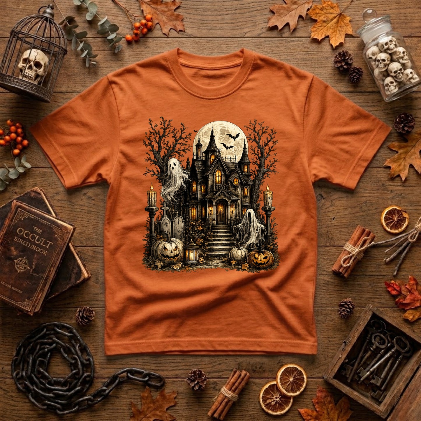 Haunted Mansion Halloween Shirt | Spooky Haunted House, Ghosts & Retro Fall Graphic Tee