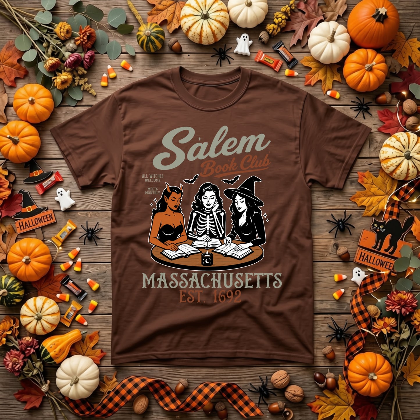 Salem Book Club Halloween Shirt | Witchy Book Lover, Reading Club & Spooky Season Graphic Tee