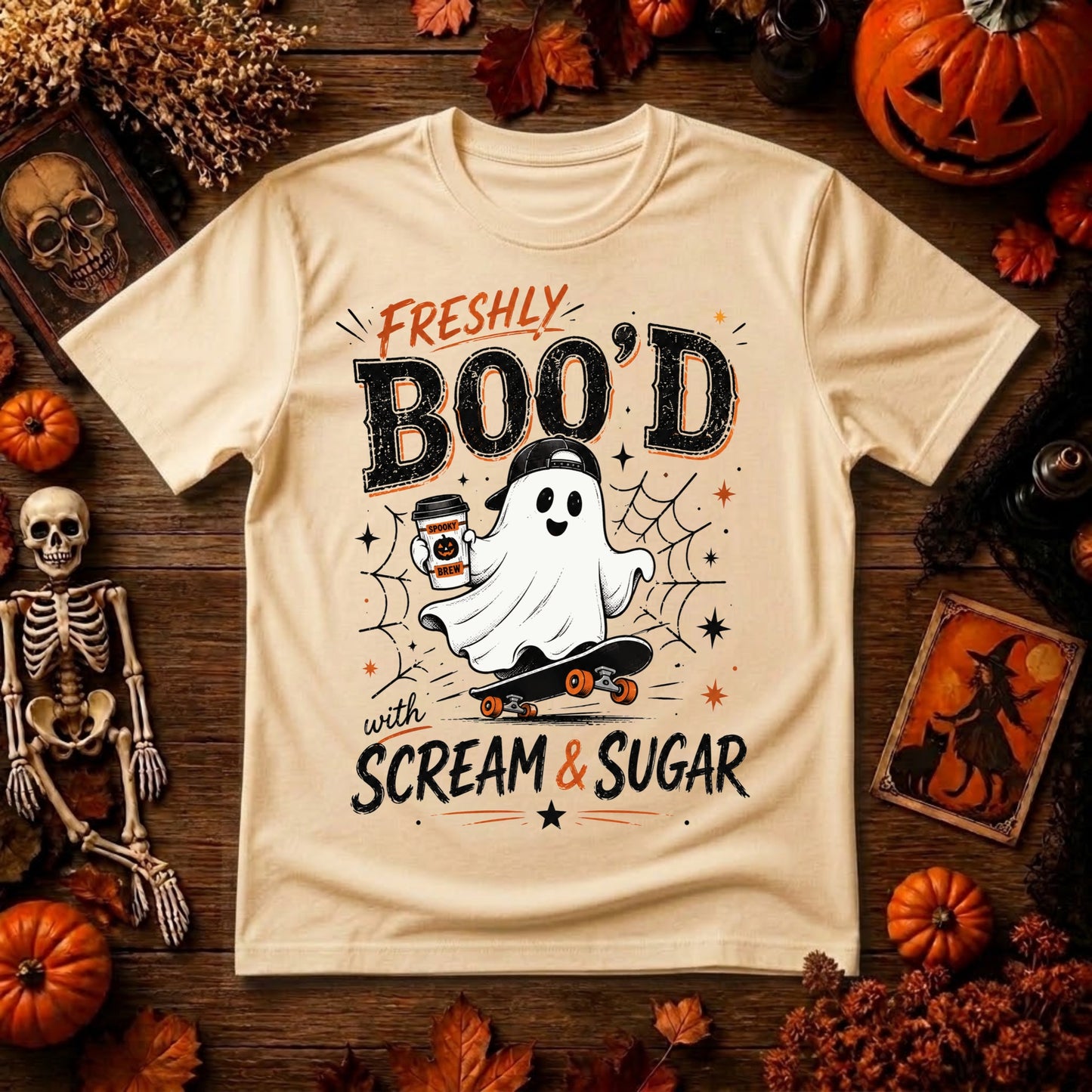 Freshly Boo'd Halloween PNG | Ghost Coffee, Scream & Sugar & Spooky Season Digital Design