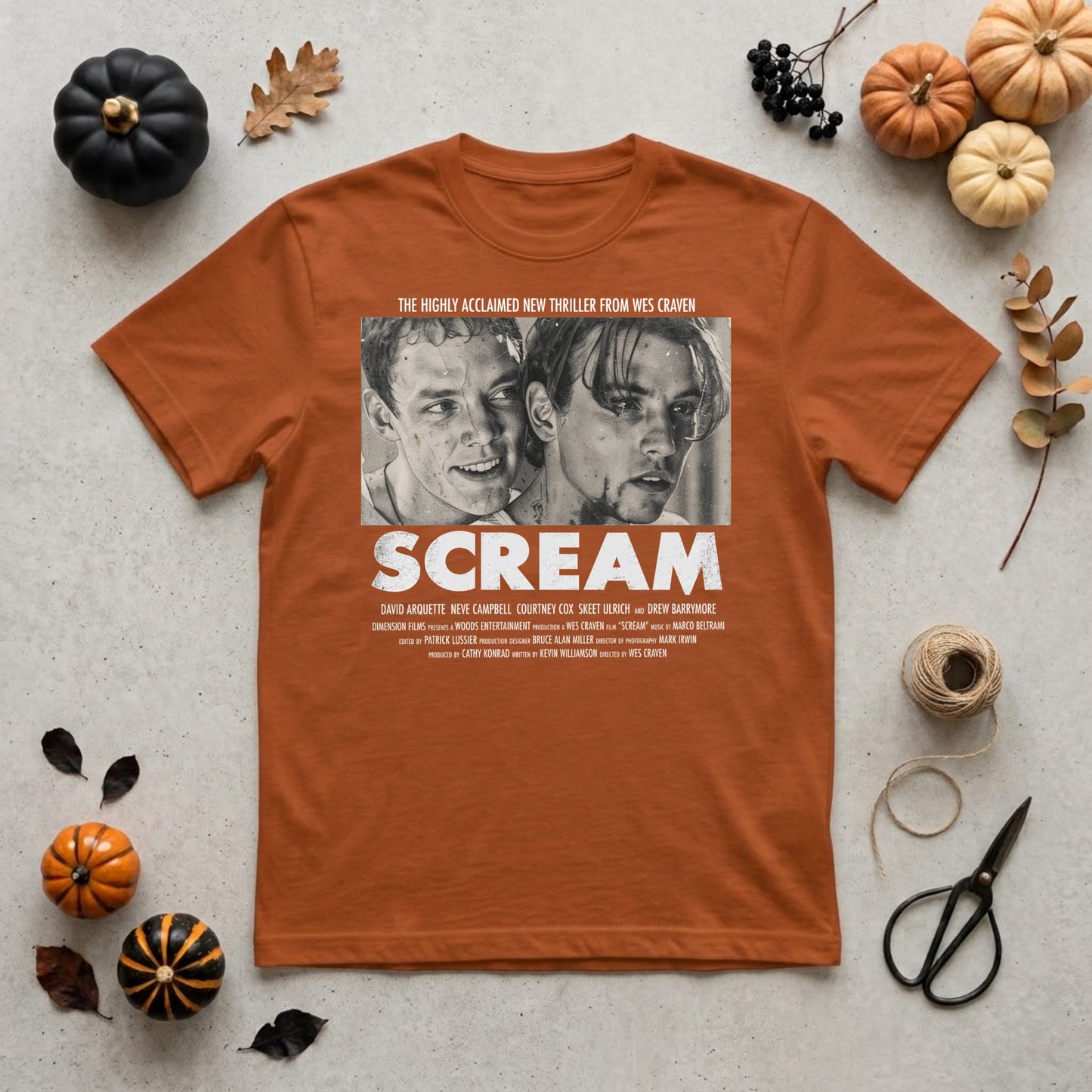 Scream Movie Poster Halloween Shirt | Wes Craven Horror, Ghostface & 90s Slasher Graphic Tee