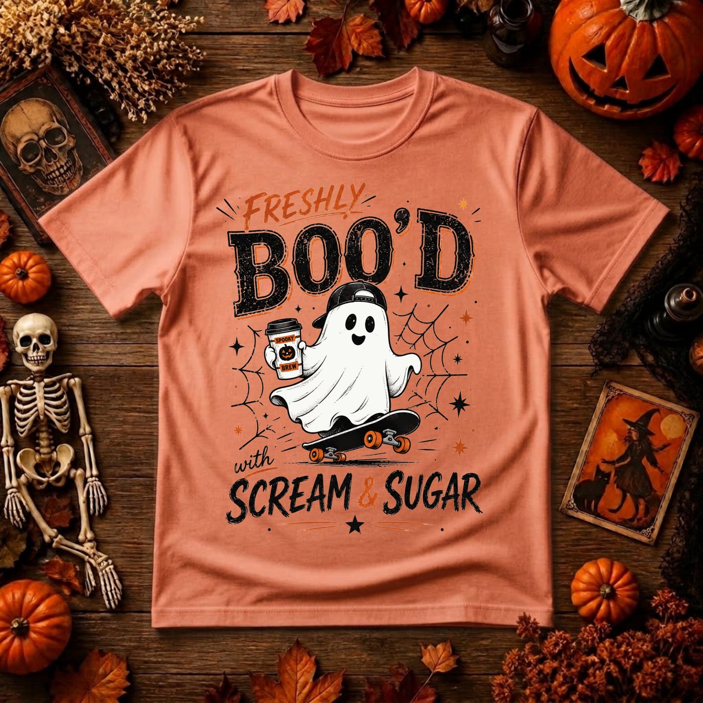 Freshly Boo'd Halloween PNG | Ghost Coffee, Scream & Sugar & Spooky Season Digital Design