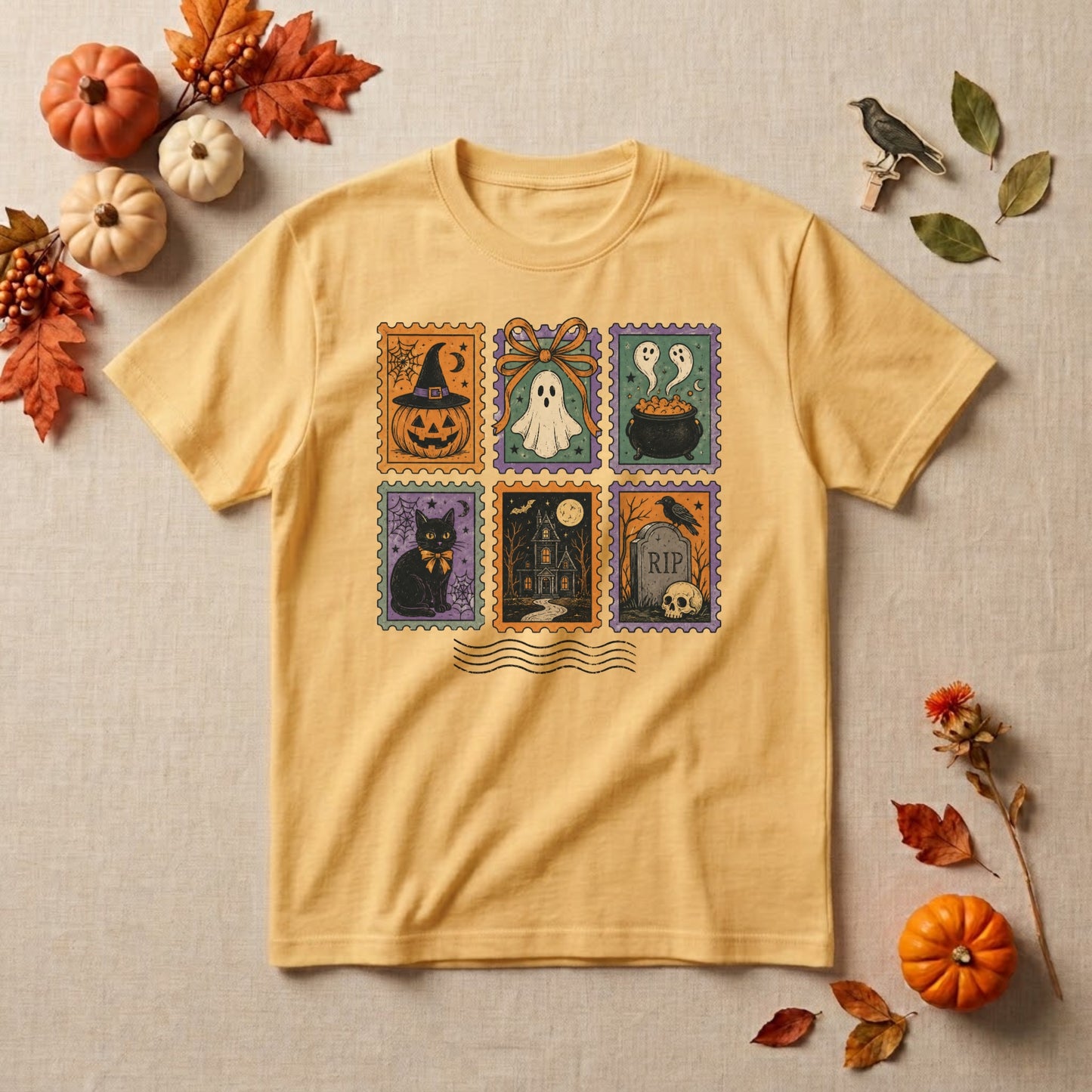Halloween Stamp Shirt | Spooky Ghost, Vintage Postage & Retro Fall Graphic Tee