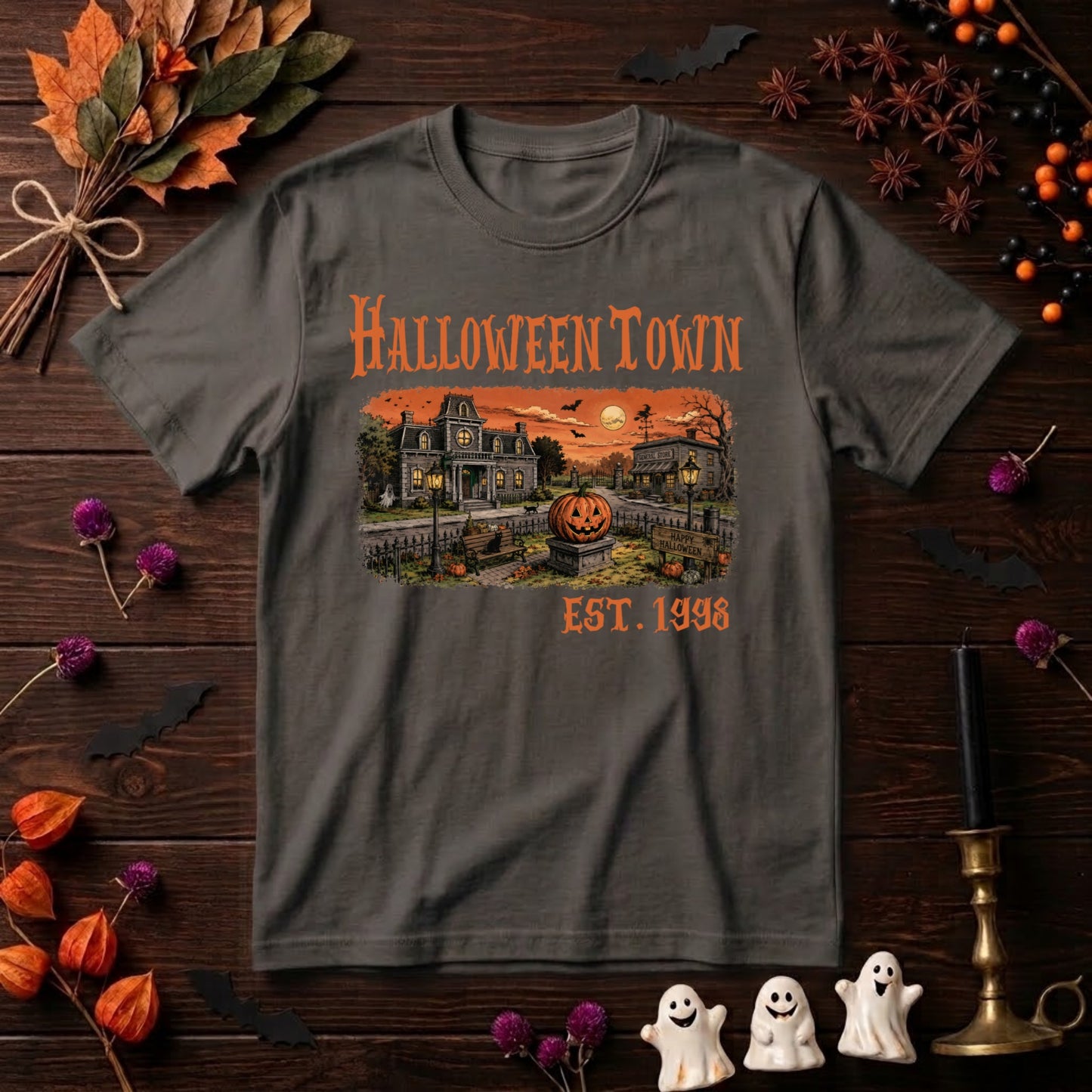 Halloweentown Est 1998 Halloween Shirt | Vintage Pumpkin, Retro Spooky Season & Fall Graphic Tee
