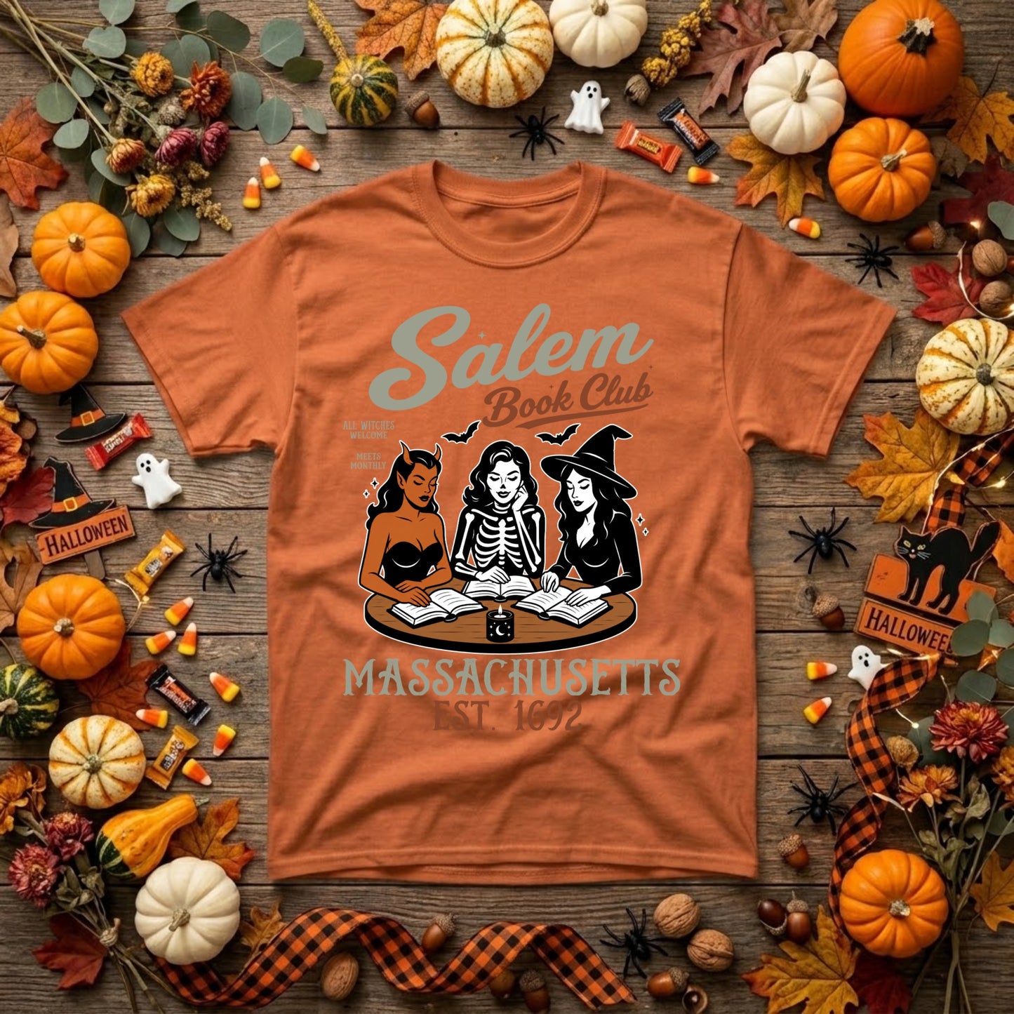 Salem Book Club Halloween Shirt | Witchy Book Lover, Reading Club & Spooky Season Graphic Tee