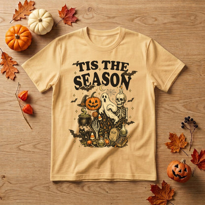 'Tis the Season Halloween Shirt | Retro Skeleton, Pumpkin & Spooky Fall Graphic Tee