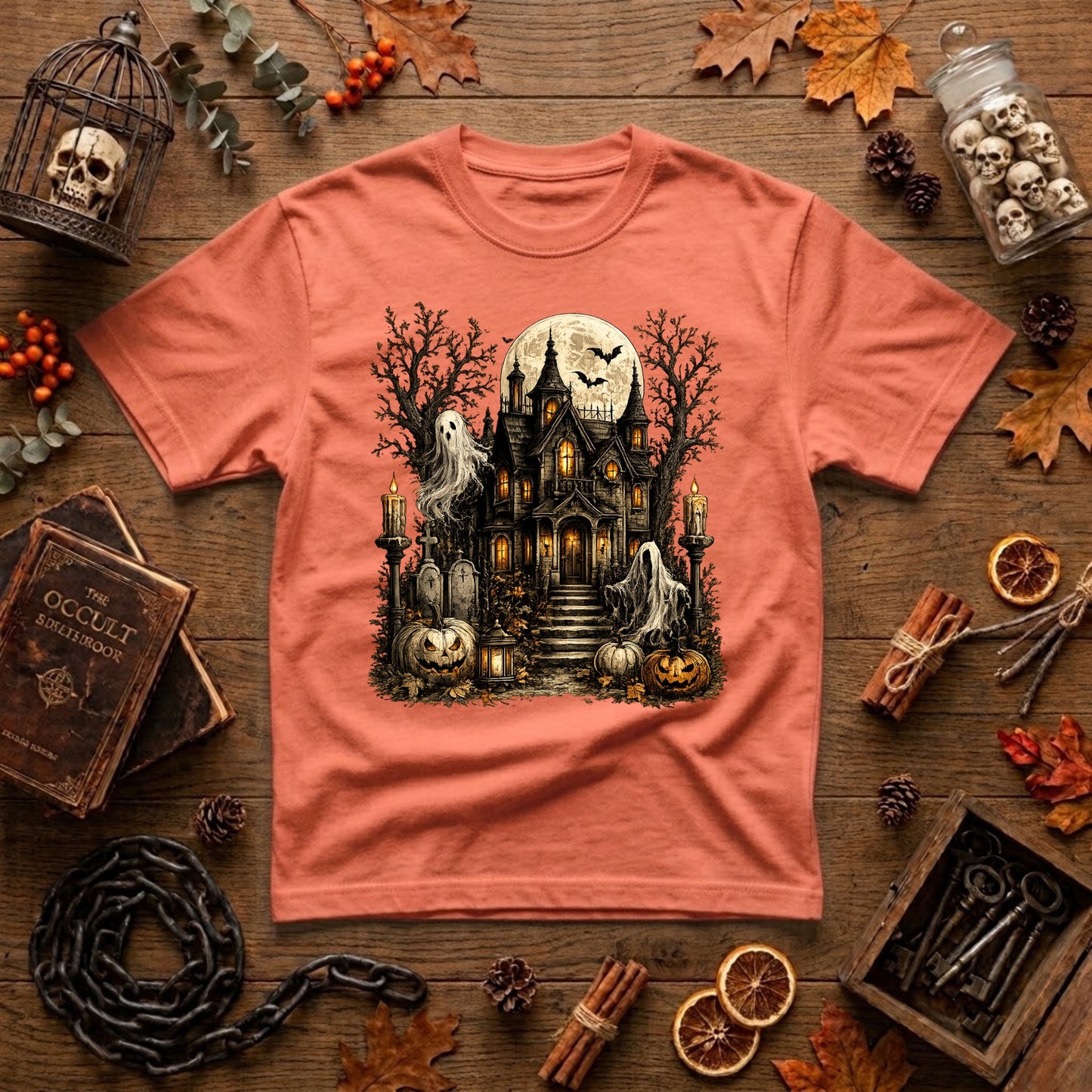 Haunted Mansion Halloween Shirt | Spooky Haunted House, Ghosts & Retro Fall Graphic Tee