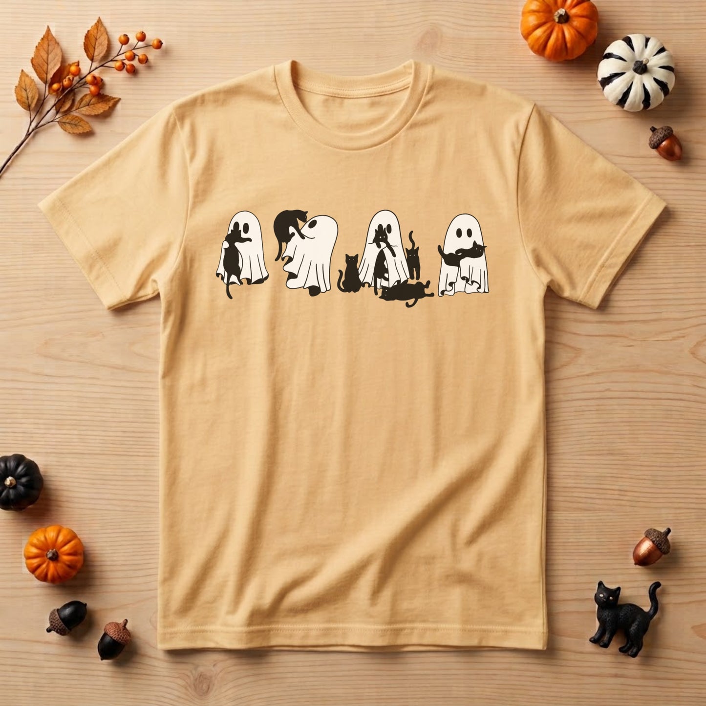 Halloween Black Cat Ghost Shirt | Spooky Cat Mama, Witchy & Retro Fall Graphic Tee