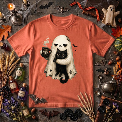 Ghost Cat Halloween Shirt | Spooky Black Cat, Coffee Lover & Cozy Fall Graphic Tee
