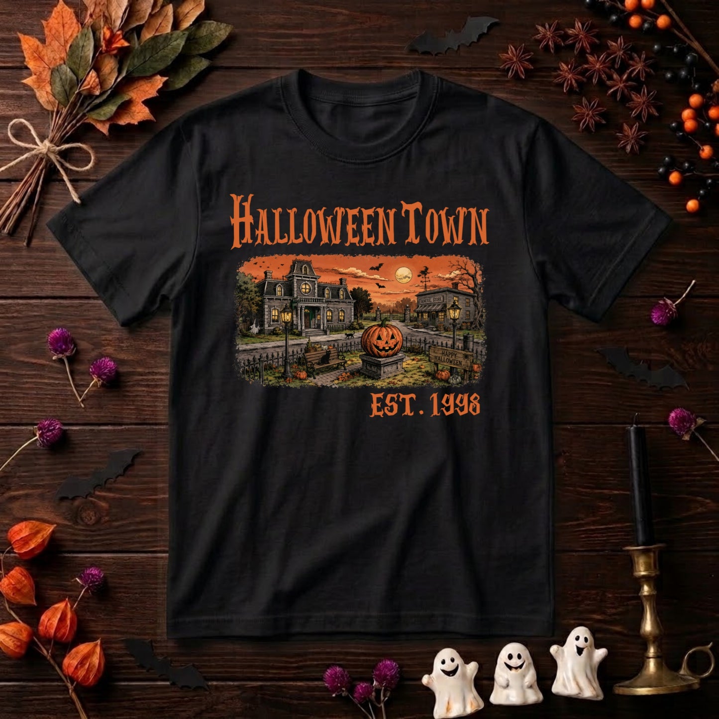 Halloweentown Est 1998 Halloween Shirt | Vintage Pumpkin, Retro Spooky Season & Fall Graphic Tee