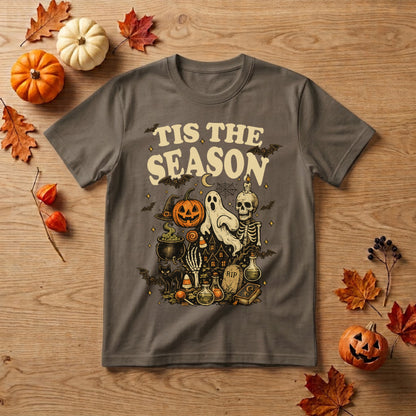 'Tis the Season Halloween Shirt | Retro Skeleton, Pumpkin & Spooky Fall Graphic Tee