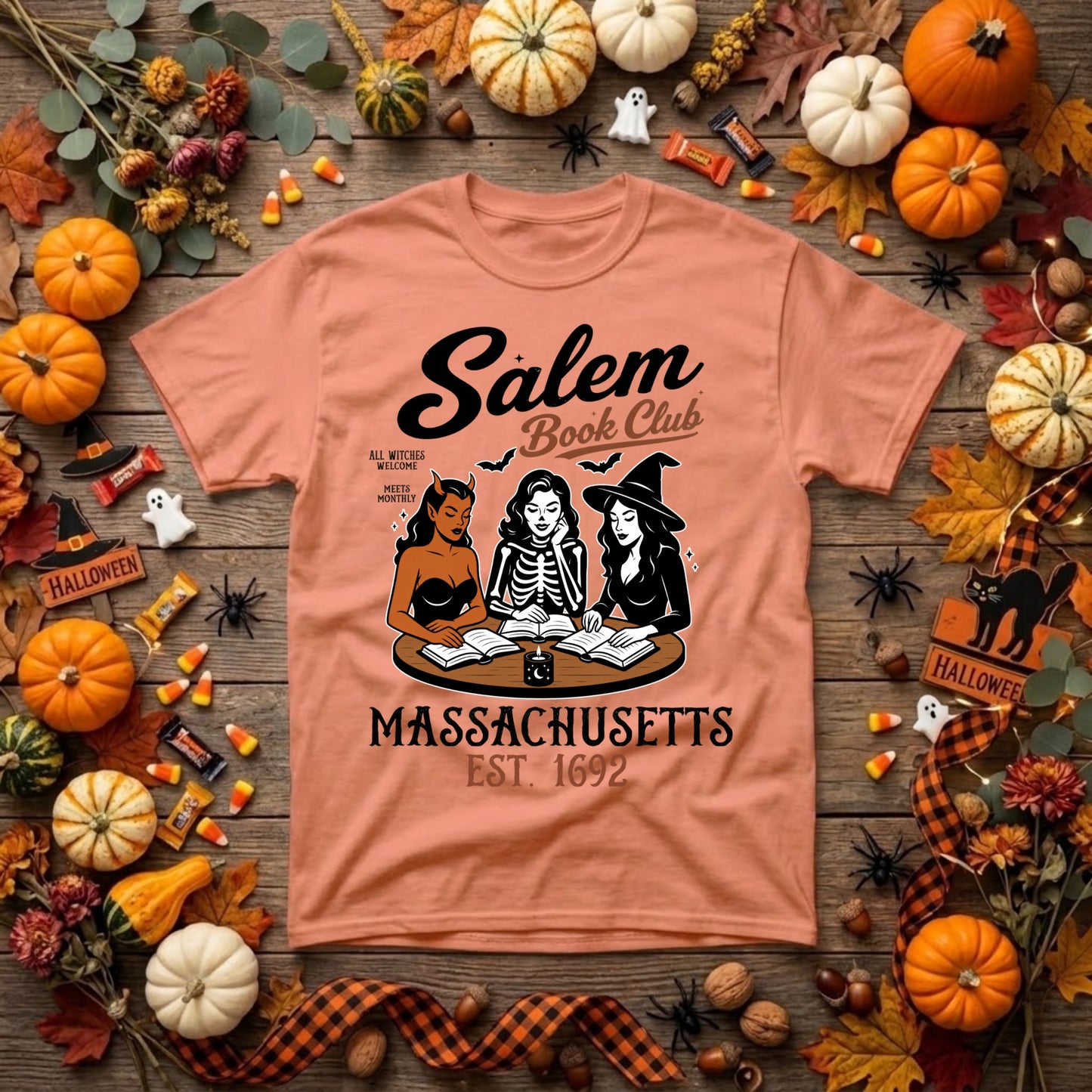 Salem Book Club Halloween Shirt | Witchy Book Lover, Reading Club & Spooky Season Graphic Tee