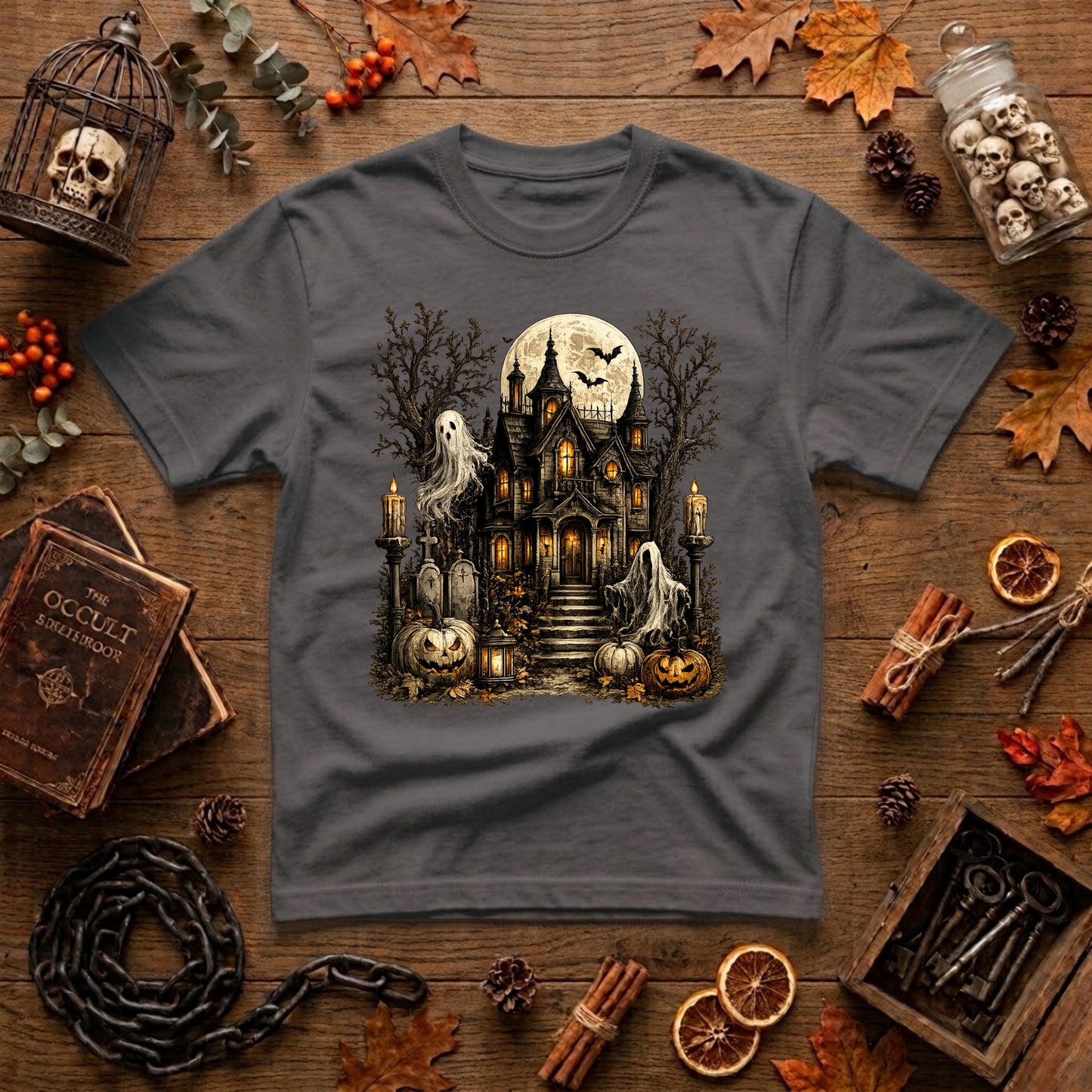 Haunted Mansion Halloween Shirt | Spooky Haunted House, Ghosts & Retro Fall Graphic Tee