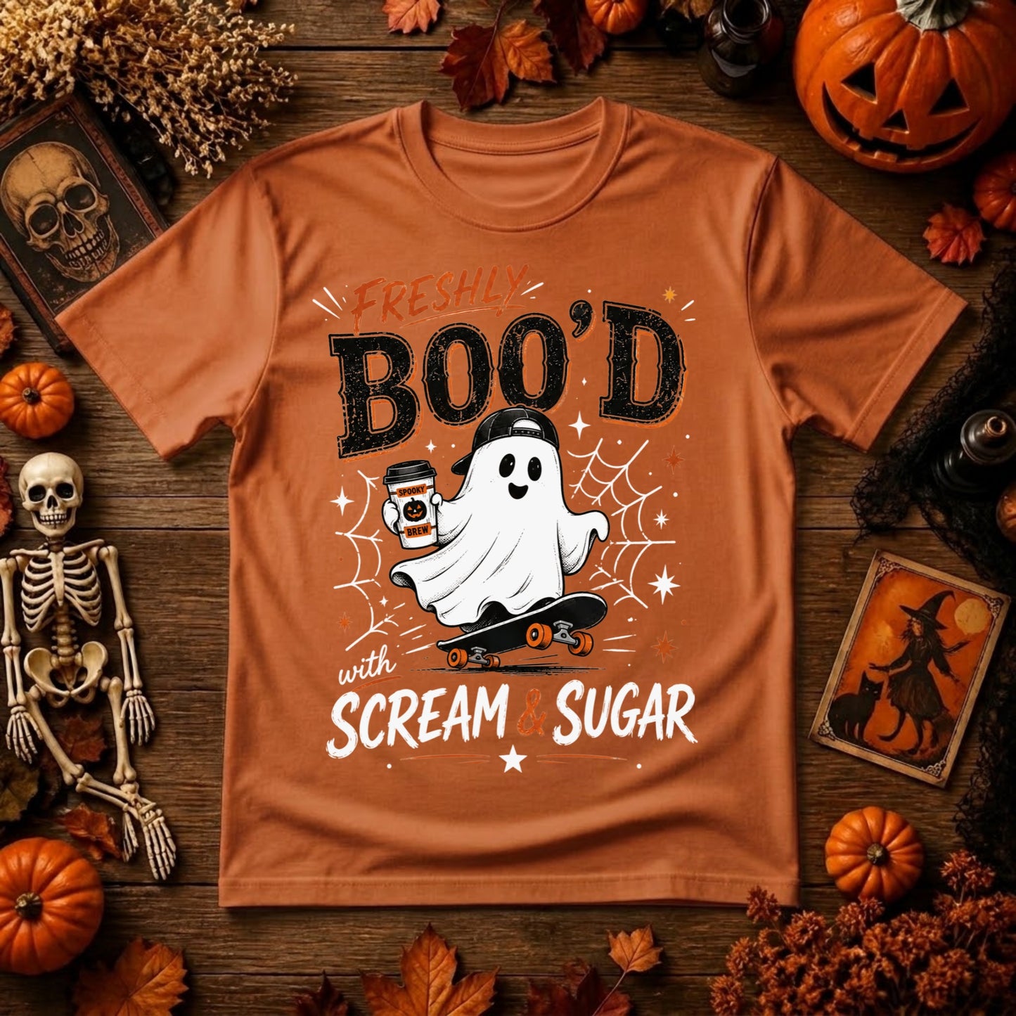 Freshly Boo'd Halloween PNG | Ghost Coffee, Scream & Sugar & Spooky Season Digital Design