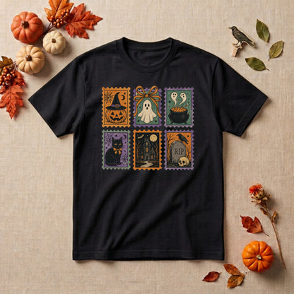 Halloween Stamp Shirt | Spooky Ghost, Vintage Postage & Retro Fall Graphic Tee