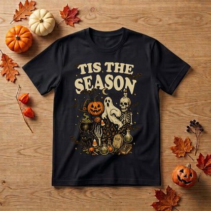 'Tis the Season Halloween Shirt | Retro Skeleton, Pumpkin & Spooky Fall Graphic Tee
